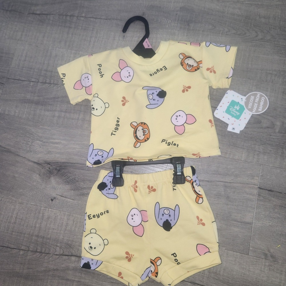 Disney Baby Winnie the Pooh Bamboo Viscose Pajama Set Yellow 0-3M‎ YWA1932